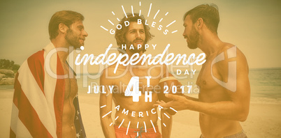 Composite image of digitally generated image of happy 4th of july text