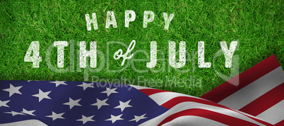 Composite image of digitally generated image of happy 4th of july text