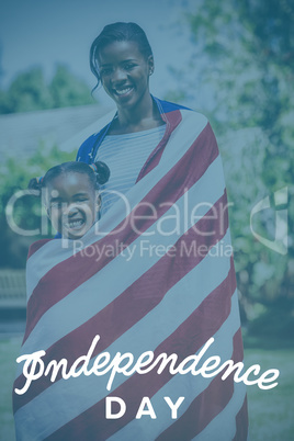 Composite image of independence day text against white background