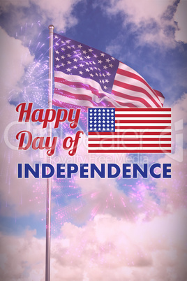 Composite image of happy independence day text with american flag