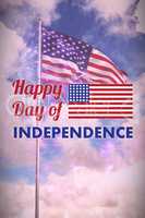 Composite image of happy independence day text with american flag