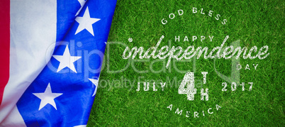 Composite image of digitally generated image of happy 4th of july text