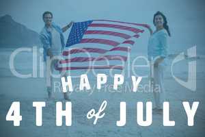 Composite image of digitally generated image of happy 4th of july text