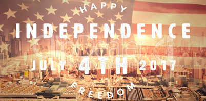 Composite image of computer graphic image of happy 4th of july text