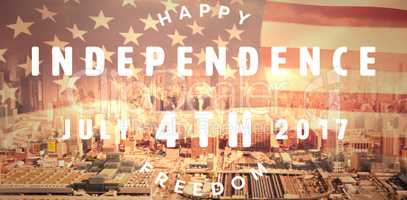 Composite image of computer graphic image of happy 4th of july text