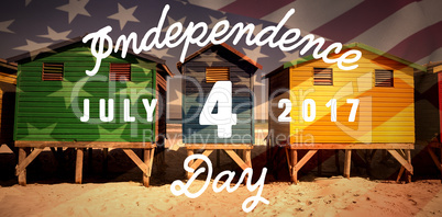 Composite image of digitally generated image of happy 4th of july message