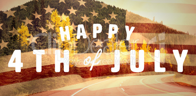Composite image of digitally generated image of happy 4th of july text