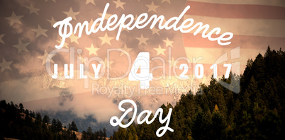 Composite image of digitally generated image of happy 4th of july message