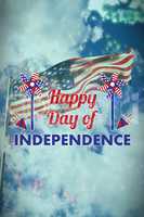Composite image of vector image of happy independence day text with decoration