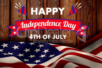 Composite image of digitally generated image of independence day decoration with text