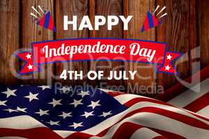 Composite image of digitally generated image of independence day decoration with text