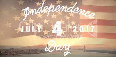 Composite image of digitally generated image of happy 4th of july message