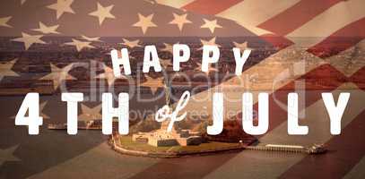 Composite image of digitally generated image of happy 4th of july text