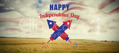 Composite image of digitally composite image of happy independence day text