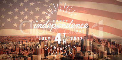 Composite image of digitally generated image of happy 4th of july text