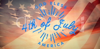 Composite image of digitally generated image of happy 4th of july message