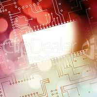 Composite image of circuit board against white background