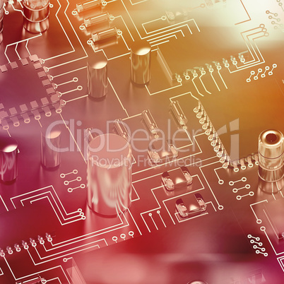 Composite image of close up of circuit board