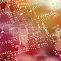 Composite image of close up of circuit board