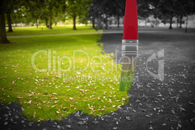 Composite image of 3d image of red paintbrush