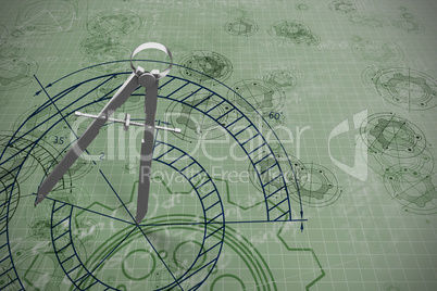 Composite image of digital image of drawing compass
