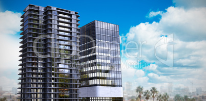 Composite image of 3d composite image of office buildings