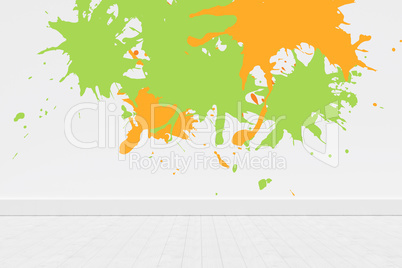 Composite image of colourful paint splashes