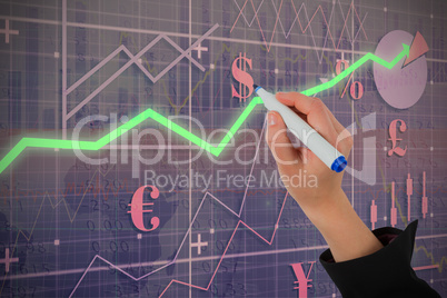 Composite image of businesswomans hand writing with marker