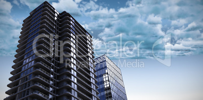 Composite image of 3d illustration of office buildings