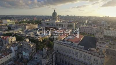 Urban Landscape Old Havana Drone Flying In The Sky