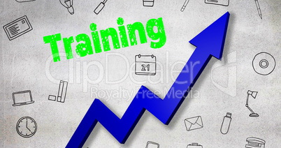 Composite image of digitally generated image of training text