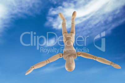 Composite image of 3d illustration of wooden figurine standing with arms outstretched