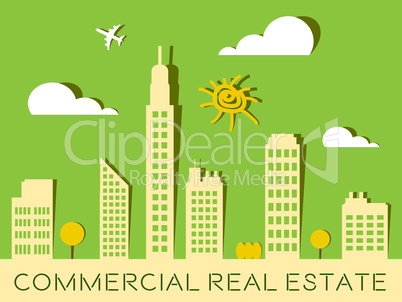 Commercial Real Estate Represents Offices Buildings 3d Illustrat