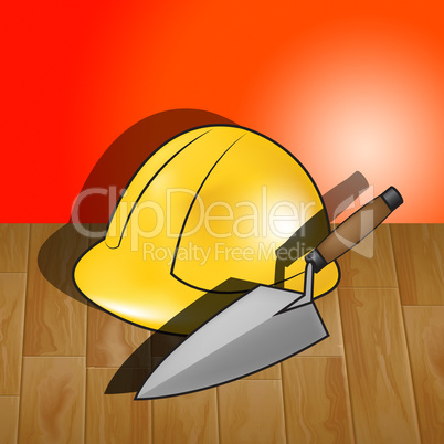 House Builders Hat Represents Real Estate 3d Illustration
