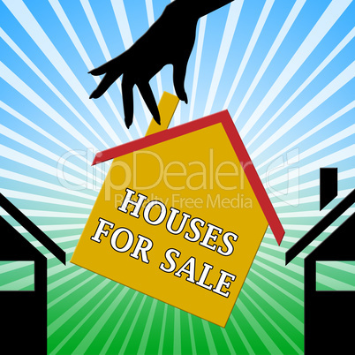 Houses For Sale Means Sell House 3d Illustration