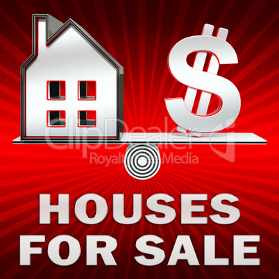 Houses For Sale Displays Sell House 3d Illustration