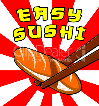 Easy Sushi Shows Japan Cuisine 3d Illustration