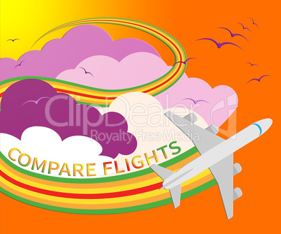 Compare Flights Shows Flight Search 3d Illustration