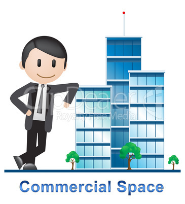 Commercial Space Buildings Describes Real Estate 3d Illustration
