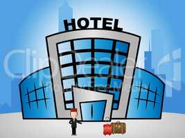 Hotel Lodging Showing Holiday Accomodation 3d Illustration