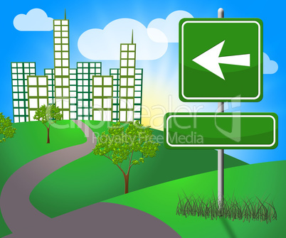 Blank Sign Arrow To The City 3d Illustration