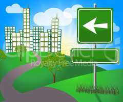 Blank Sign Arrow To The City 3d Illustration