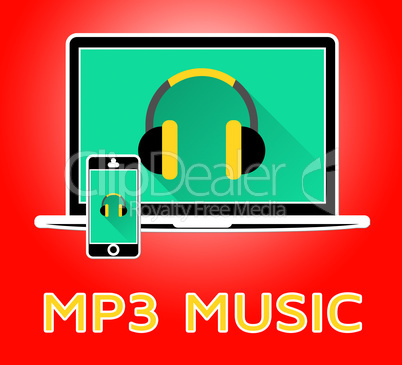Mp3 Music Showing Melody Listening 3d Illustration