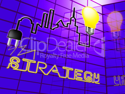 Strategy Lightbulb Indicates Planning Commerce 3d Illustration