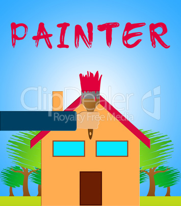 Home Painter Showing House Painting 3d Illustration