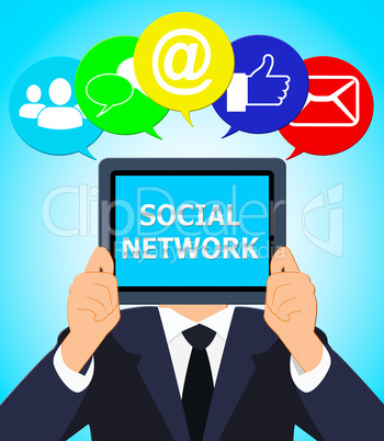 Social Network Shows Virtual Interactions 3d Illustration