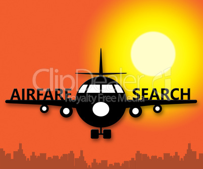 Airfare Search Showing Flight Searching 3d Illustration
