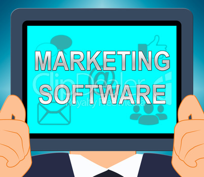 Marketing Software Tablet Shows Promo Apps 3d Illustration
