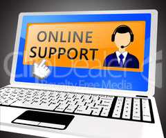 Online Support laptop Showing Assistance 3d Illustration