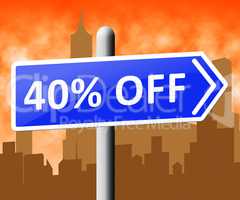 Forty Percent Off Representing 40% Discount 3d Illustration